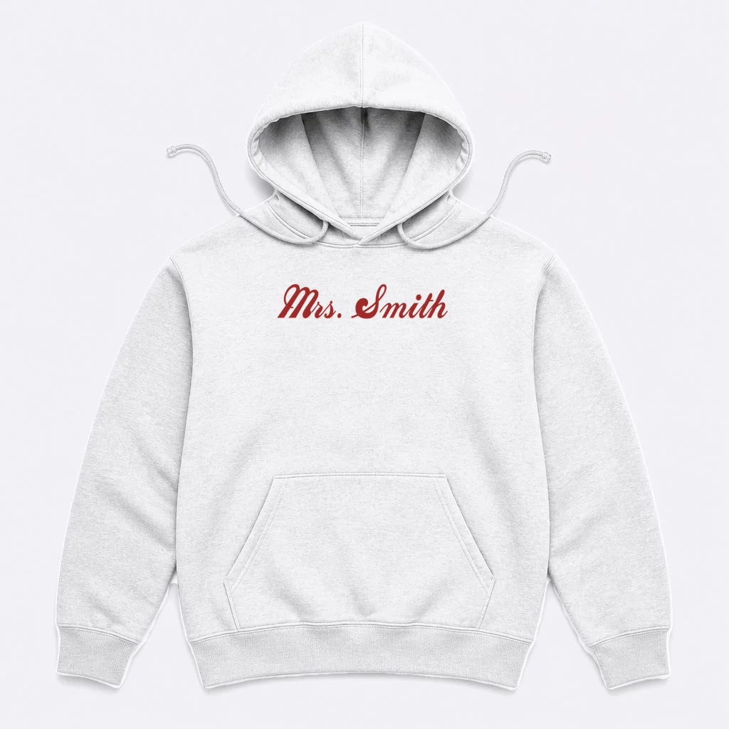 Mrs. Hoodie Last Name Embroidery Gift - Front