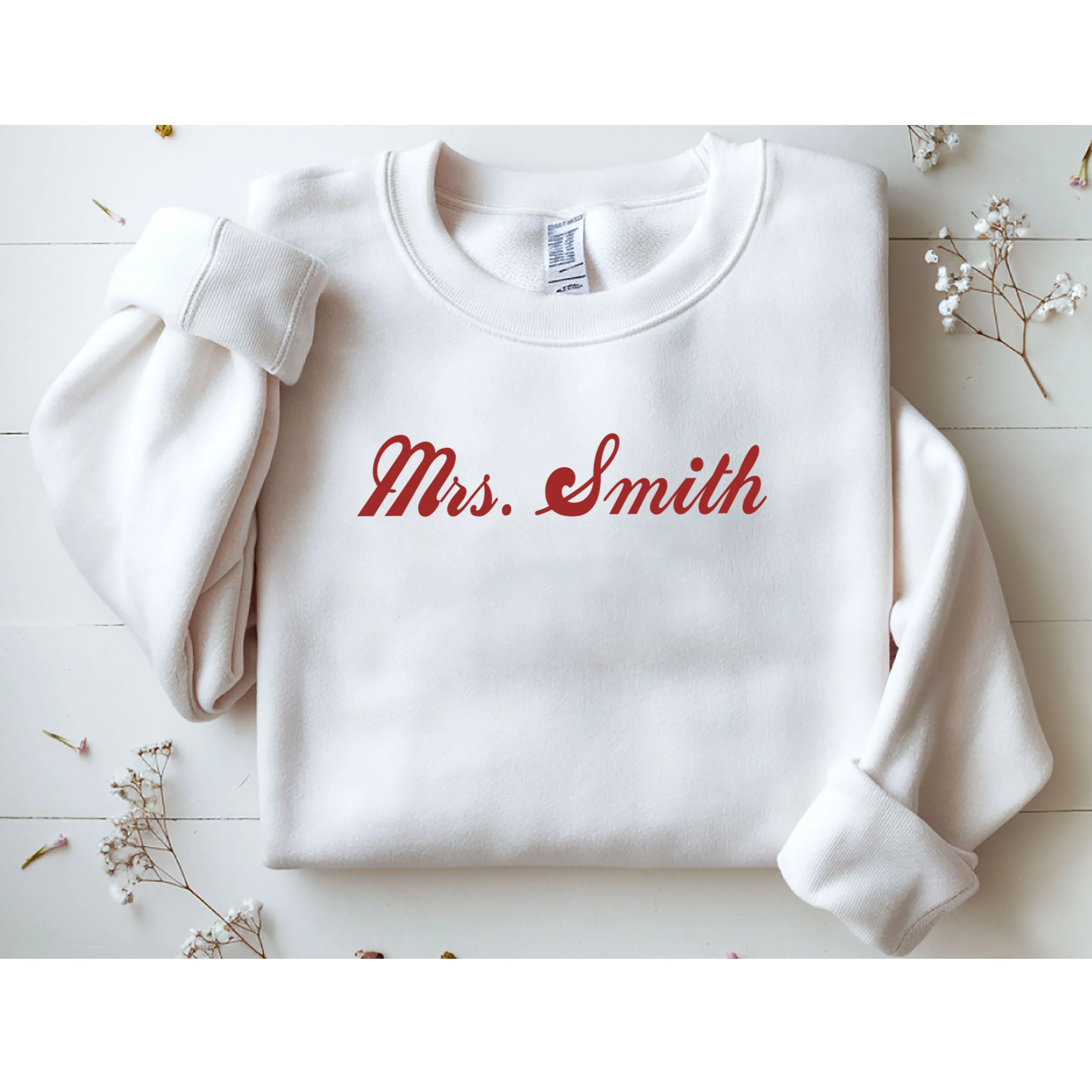 Mrs. Sweatshirt Last Name Embroidery Gift - Front 1