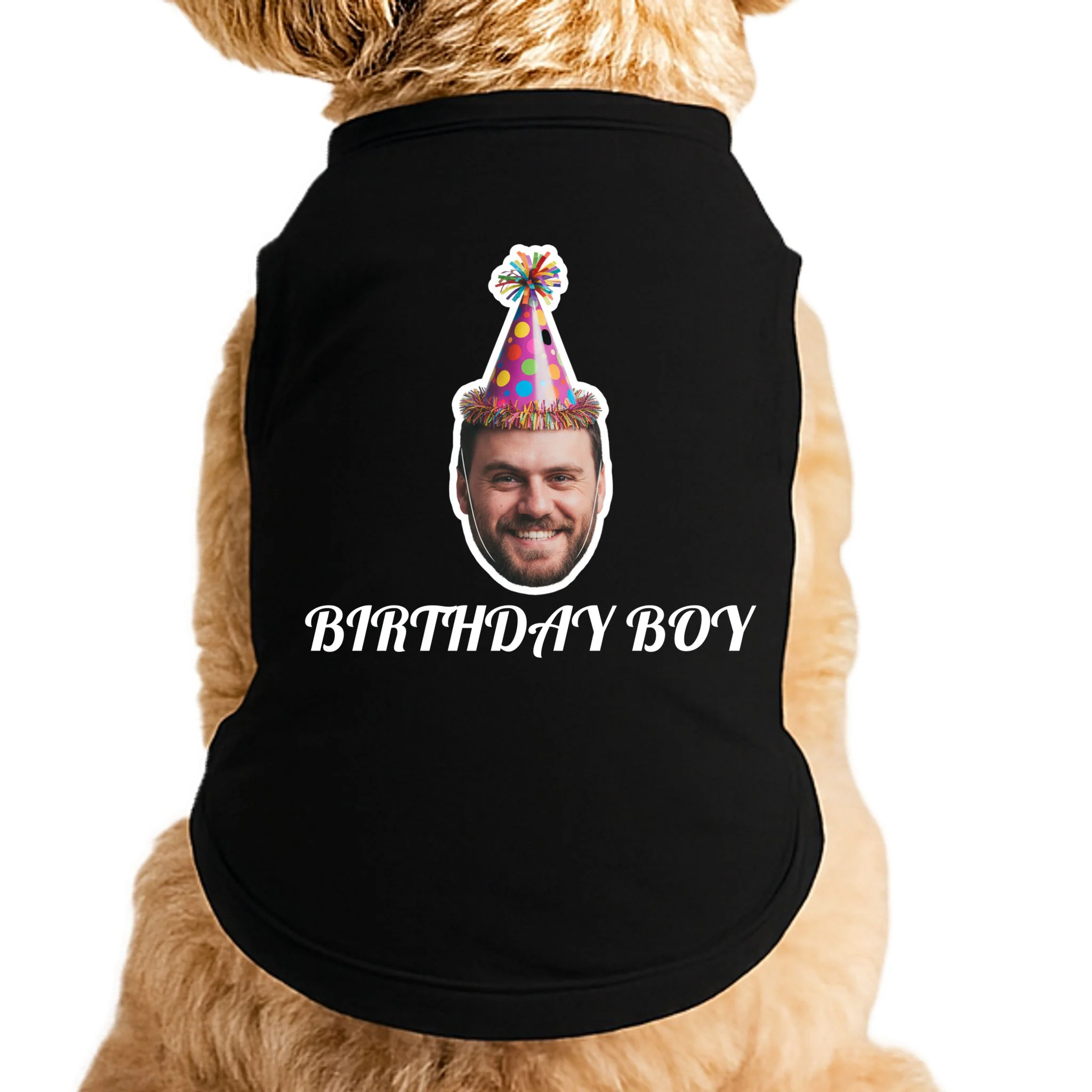 Custom Face Birthday Upload Your Photo for a Personalized Doggie Tank - Front