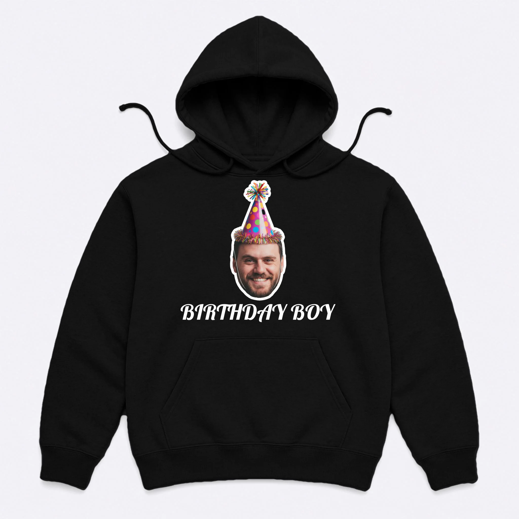 Custom Face Birthday Upload Your Photo for a Personalized Men's Hoodie - Front
