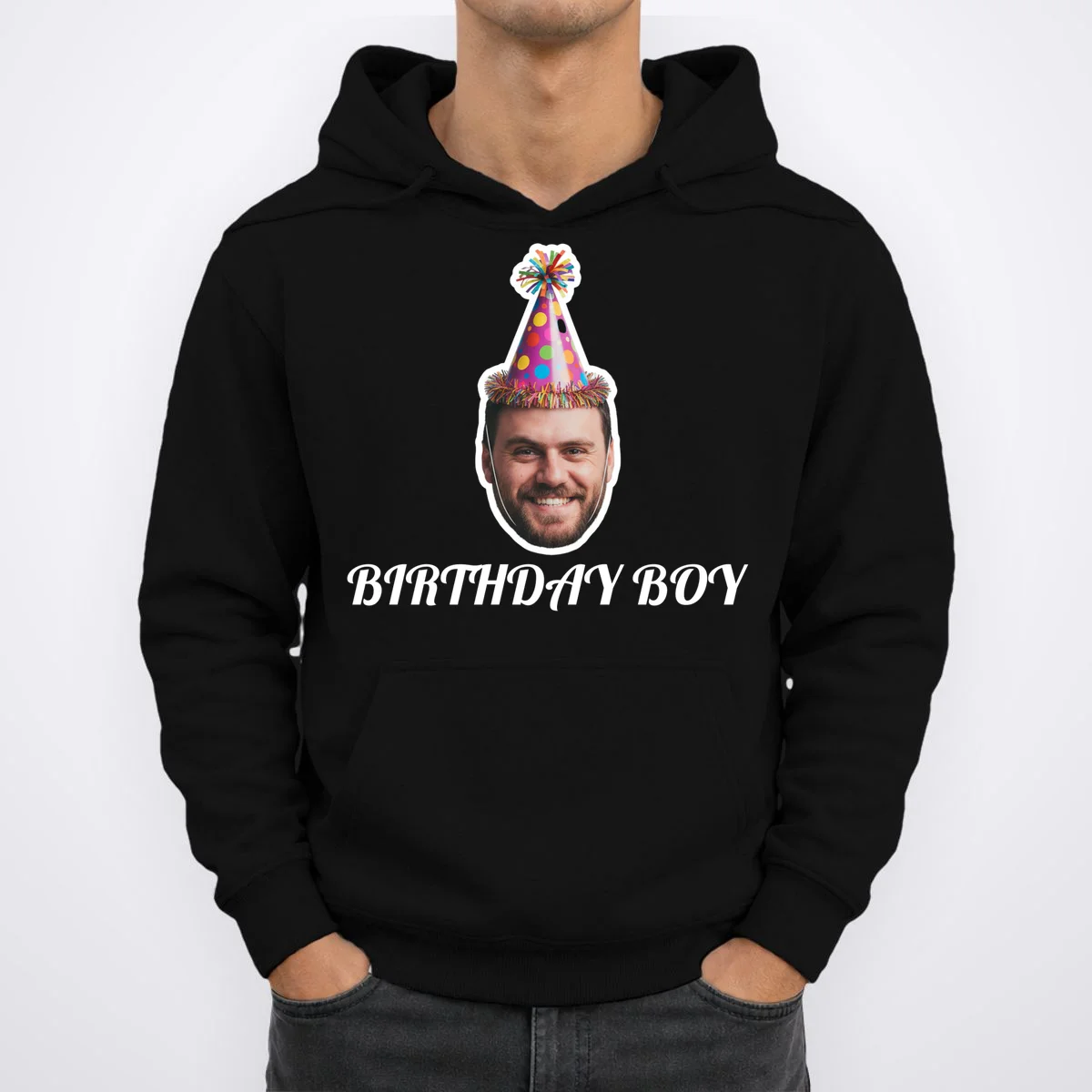 Custom Face Birthday Upload Your Photo for a Personalized Men's Hoodie - Front 1