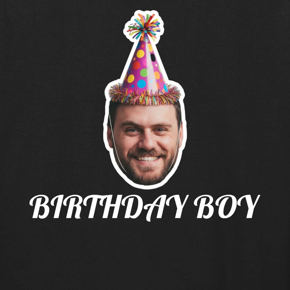 Custom Face Birthday Upload Your Photo for a Personalized Men's Long Sleeve Shirt - Front - Close-up