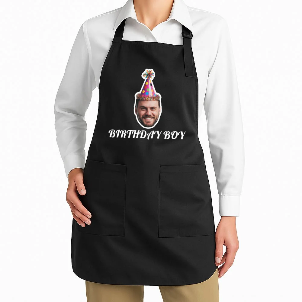 Custom Face Birthday Upload Your Photo for a Personalized Apron - Front 1