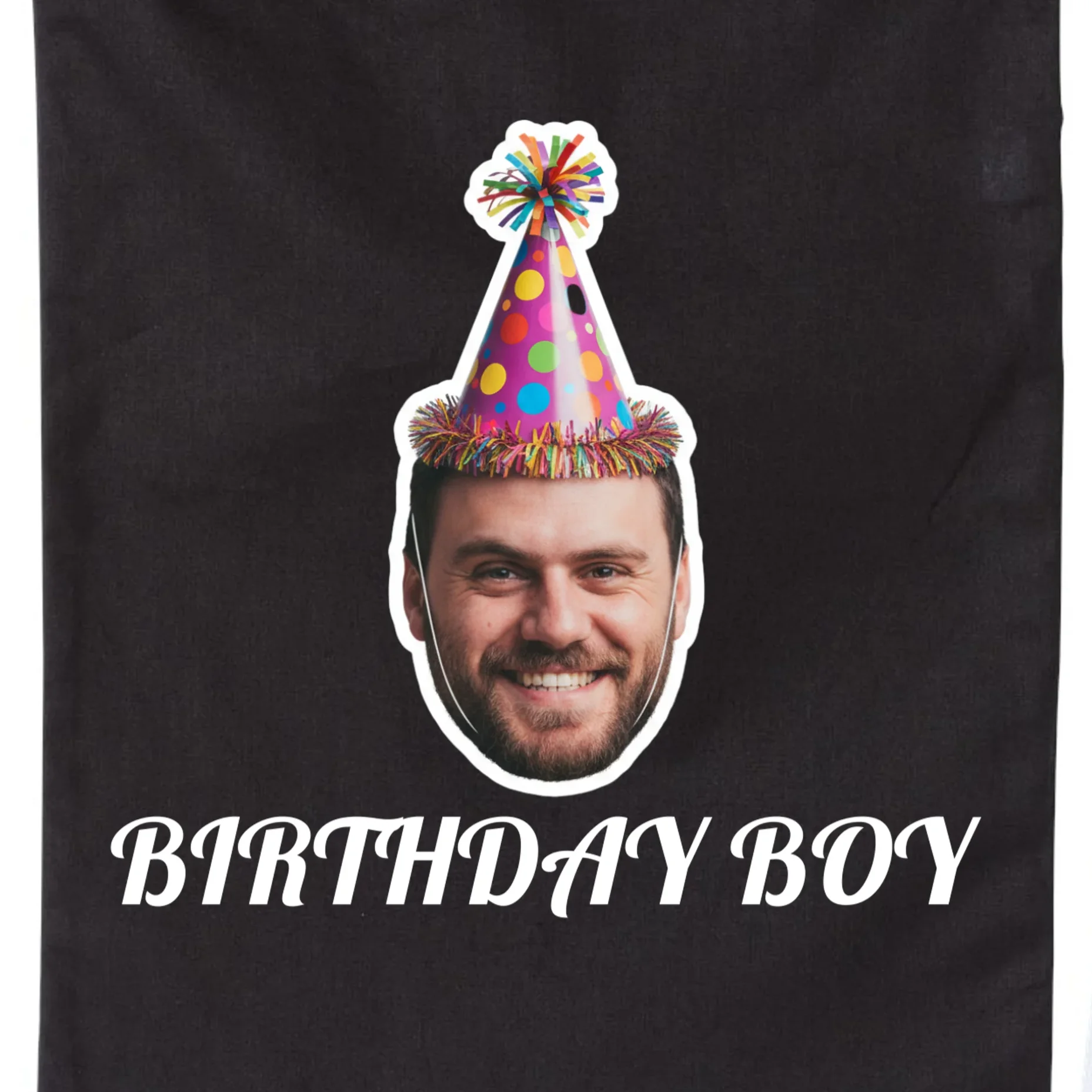 Custom Face Birthday Upload Your Photo for a Personalized Drawstring Bag - Front - Close-up