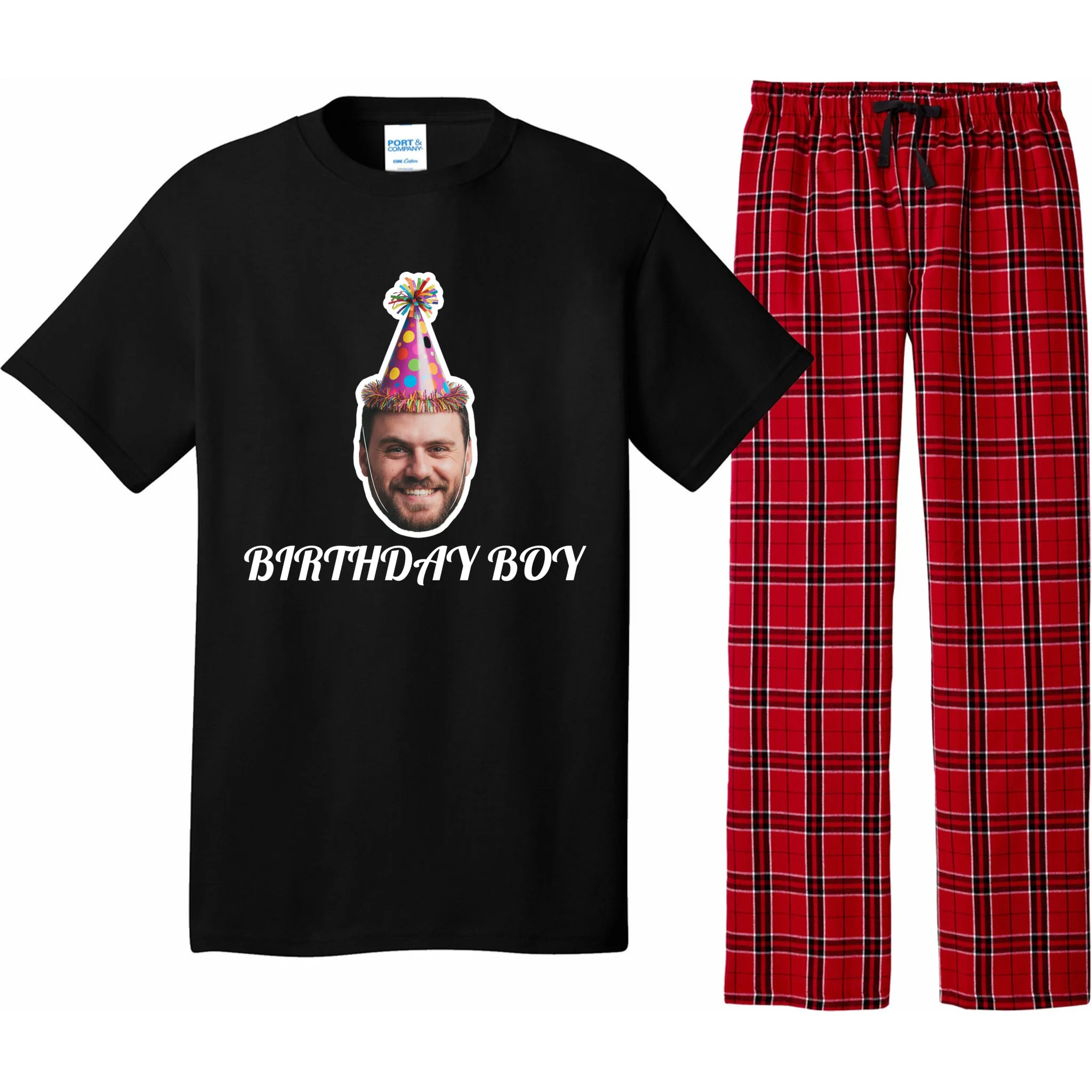 Custom Face Birthday Upload Your Photo for a Personalized Men's Pajamas - Front