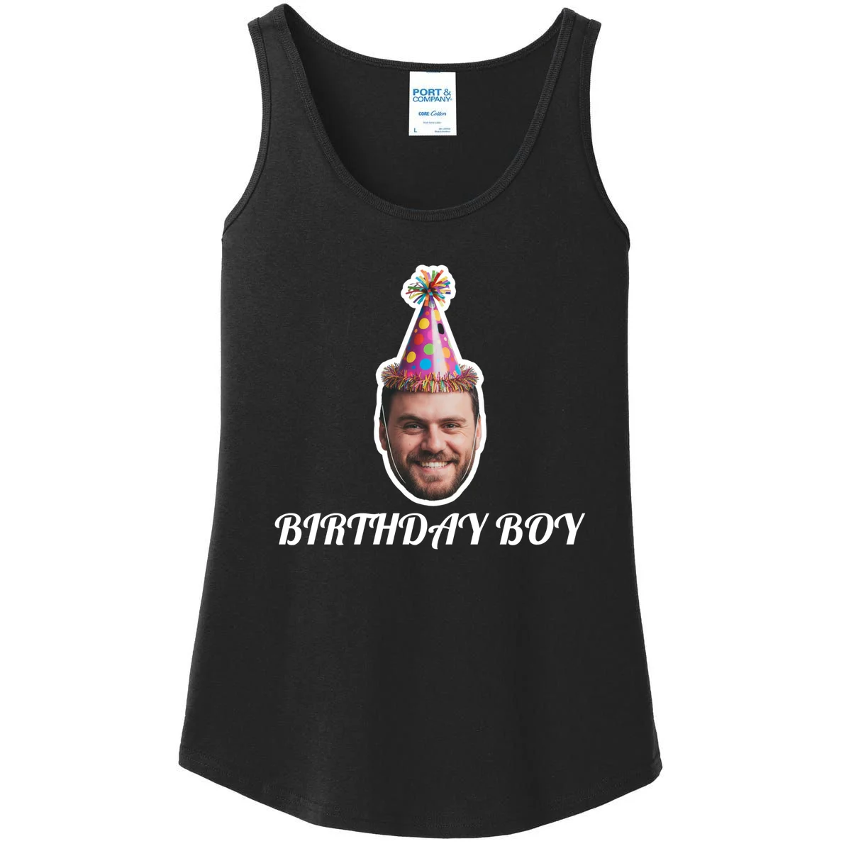 Custom Face Birthday Upload Your Photo for a Personalized Women's Tank Top - Front