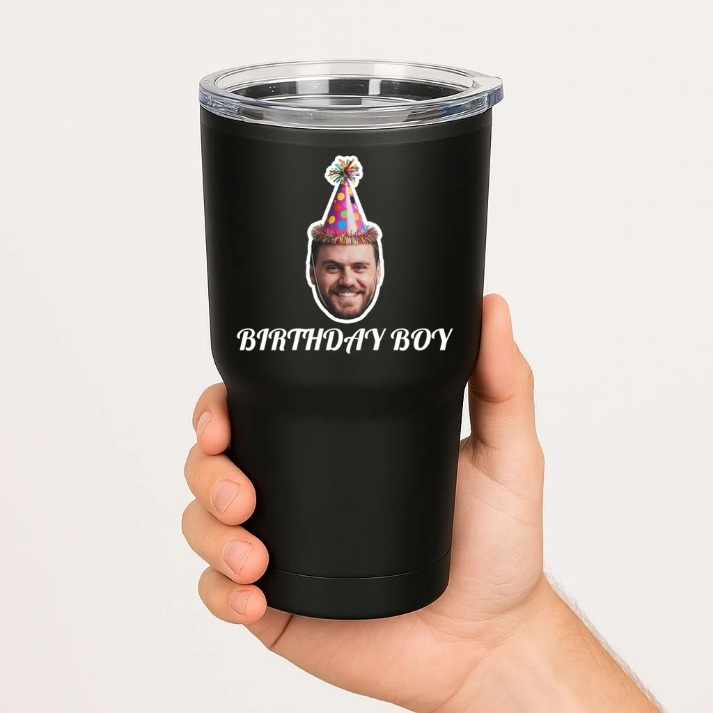Custom Face Birthday Upload Your Photo for a Personalized 20oz Tumbler - Front 1
