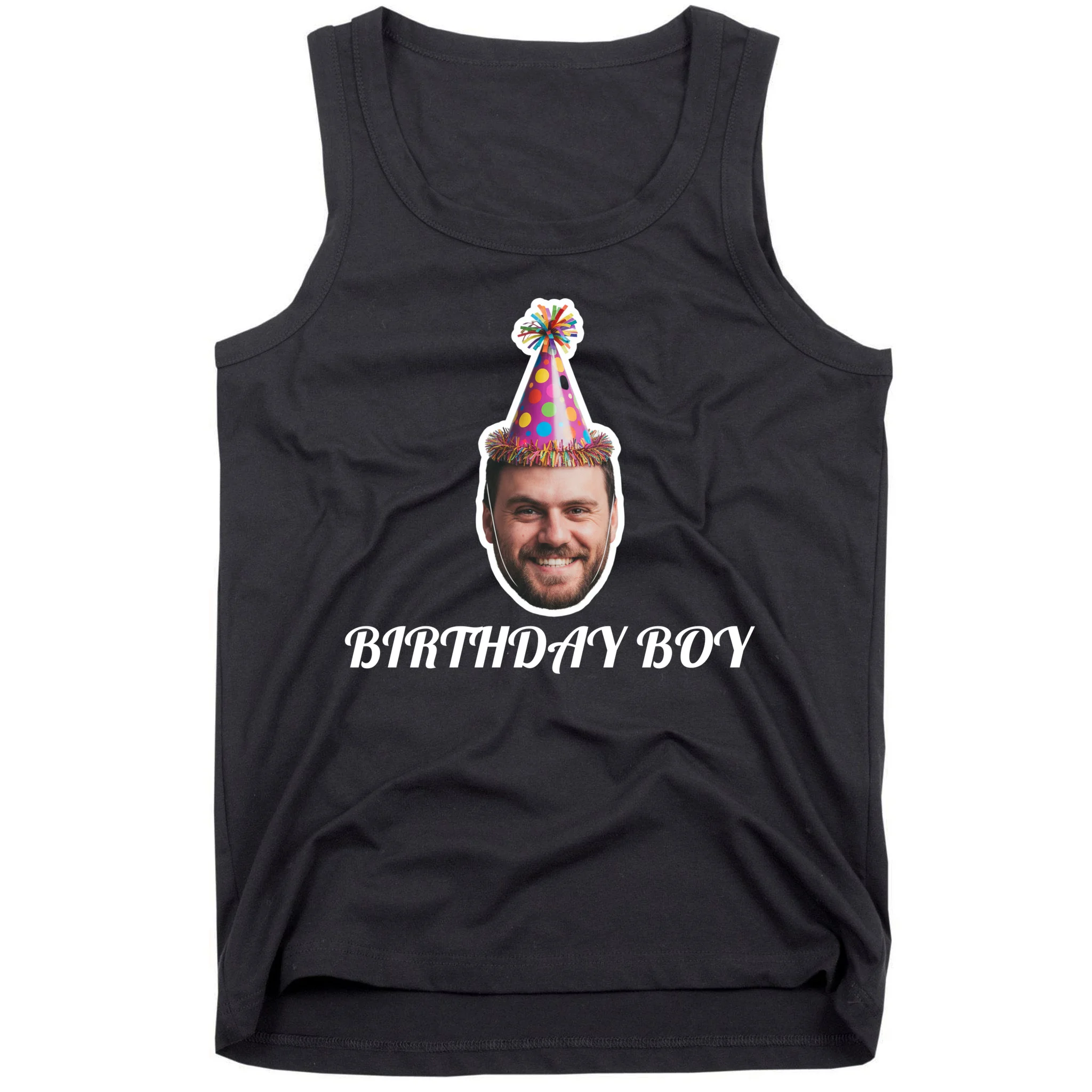 Custom Face Birthday Upload Your Photo for a Personalized Men's Tank Top - Front
