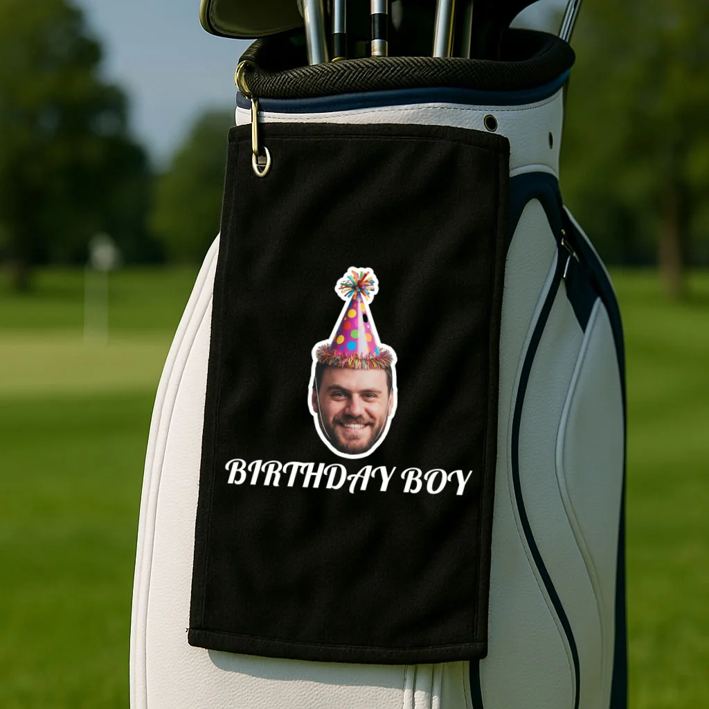 Custom Face Birthday Upload Your Photo for a Personalized Golf Towel - Front 2