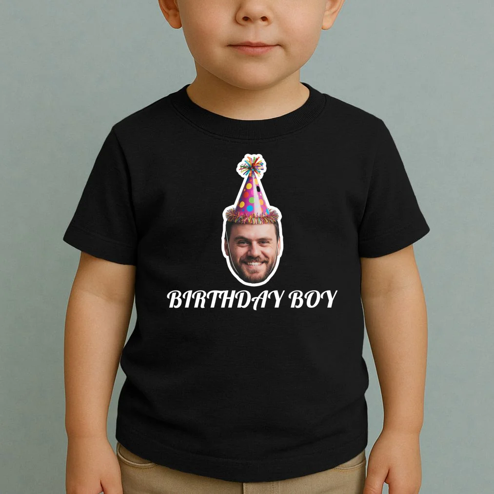 Custom Face Birthday Upload Your Photo for a Personalized Toddler T-Shirt - Front 1