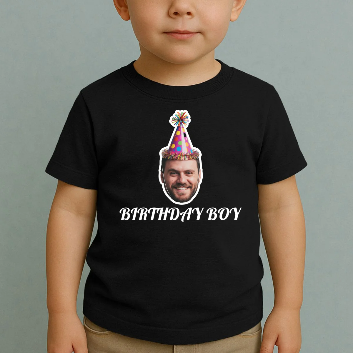 Custom Face Birthday Upload Your Photo for a Personalized Toddler T-Shirt - Front 1