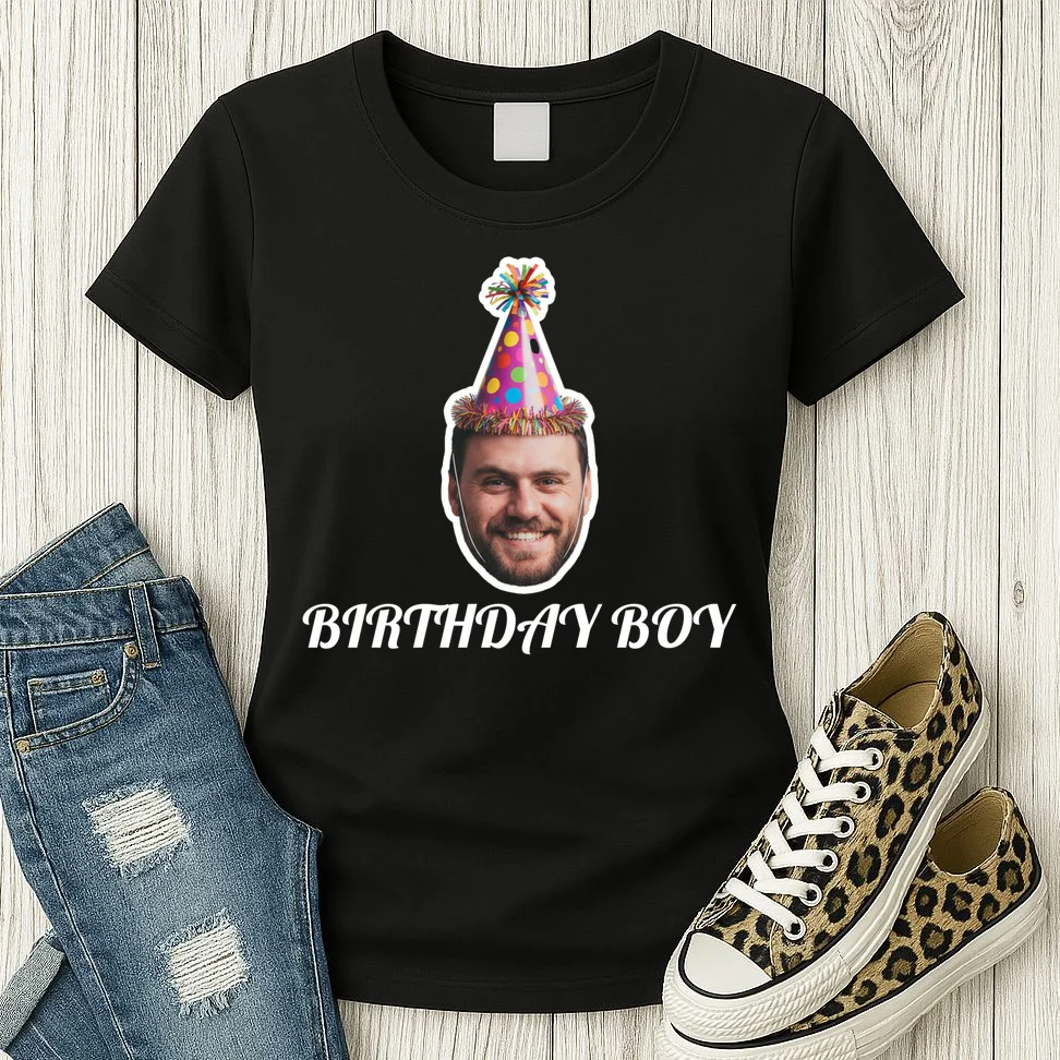 Custom Face Birthday Upload Your Photo for a Personalized Women's T-Shirt - Front 2