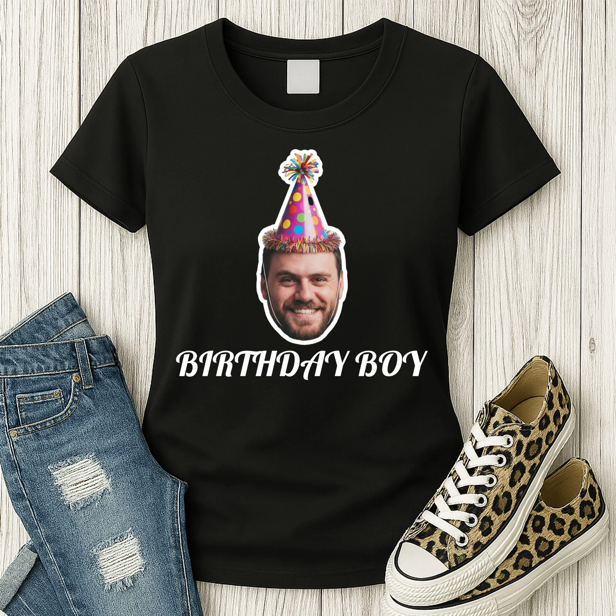 Custom Face Birthday Upload Your Photo for a Personalized Women's T-Shirt - Front 2