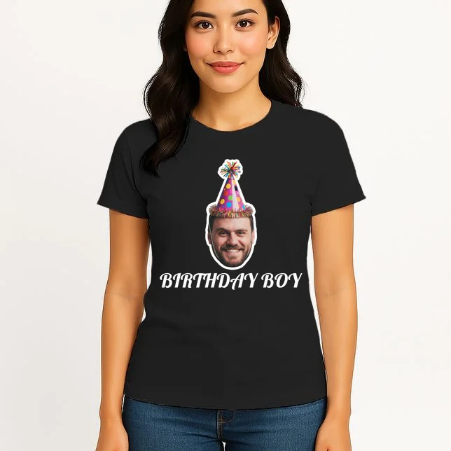 Custom Face Birthday Upload Your Photo for a Personalized Women's T-Shirt - Front 3