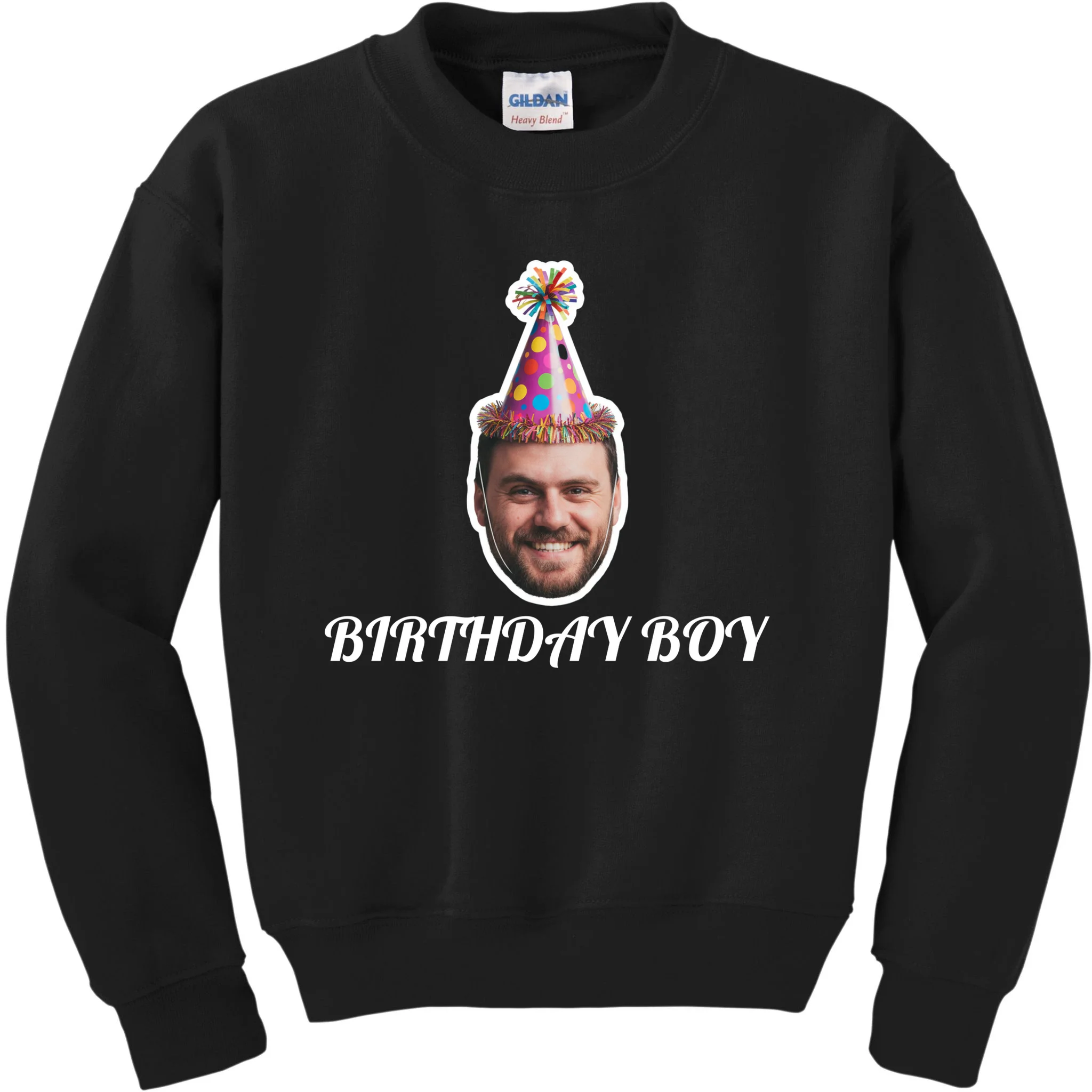 Custom Face Birthday Upload Your Photo for a Personalized Kids Sweatshirt - Front