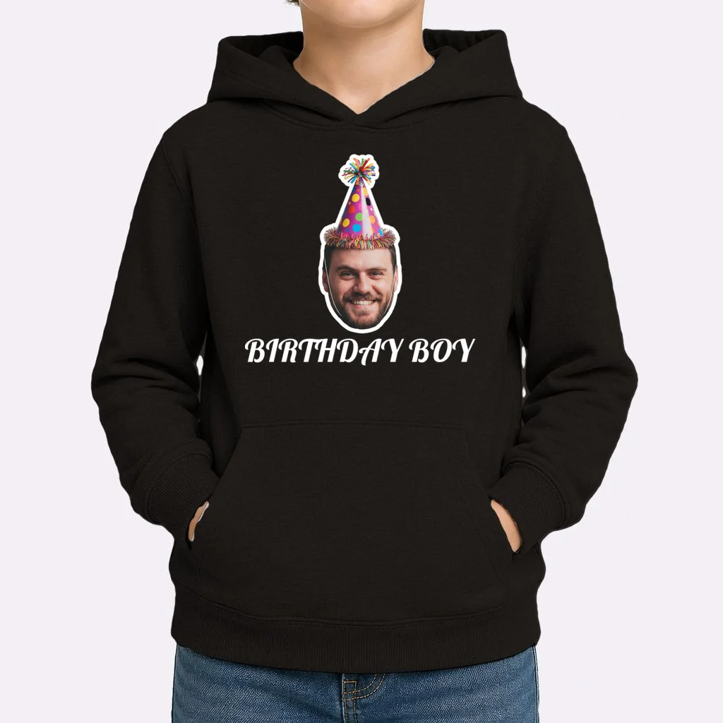 Custom Face Birthday Upload Your Photo for a Personalized Kids Hoodie - Front 1