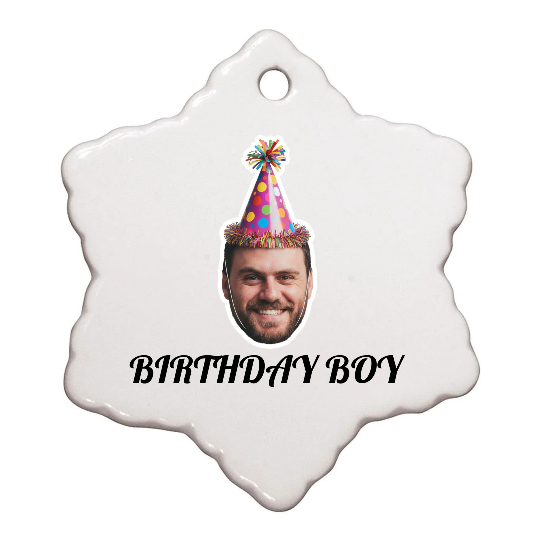 Custom Face Birthday Upload Your Photo for a Personalized Ornament - Front