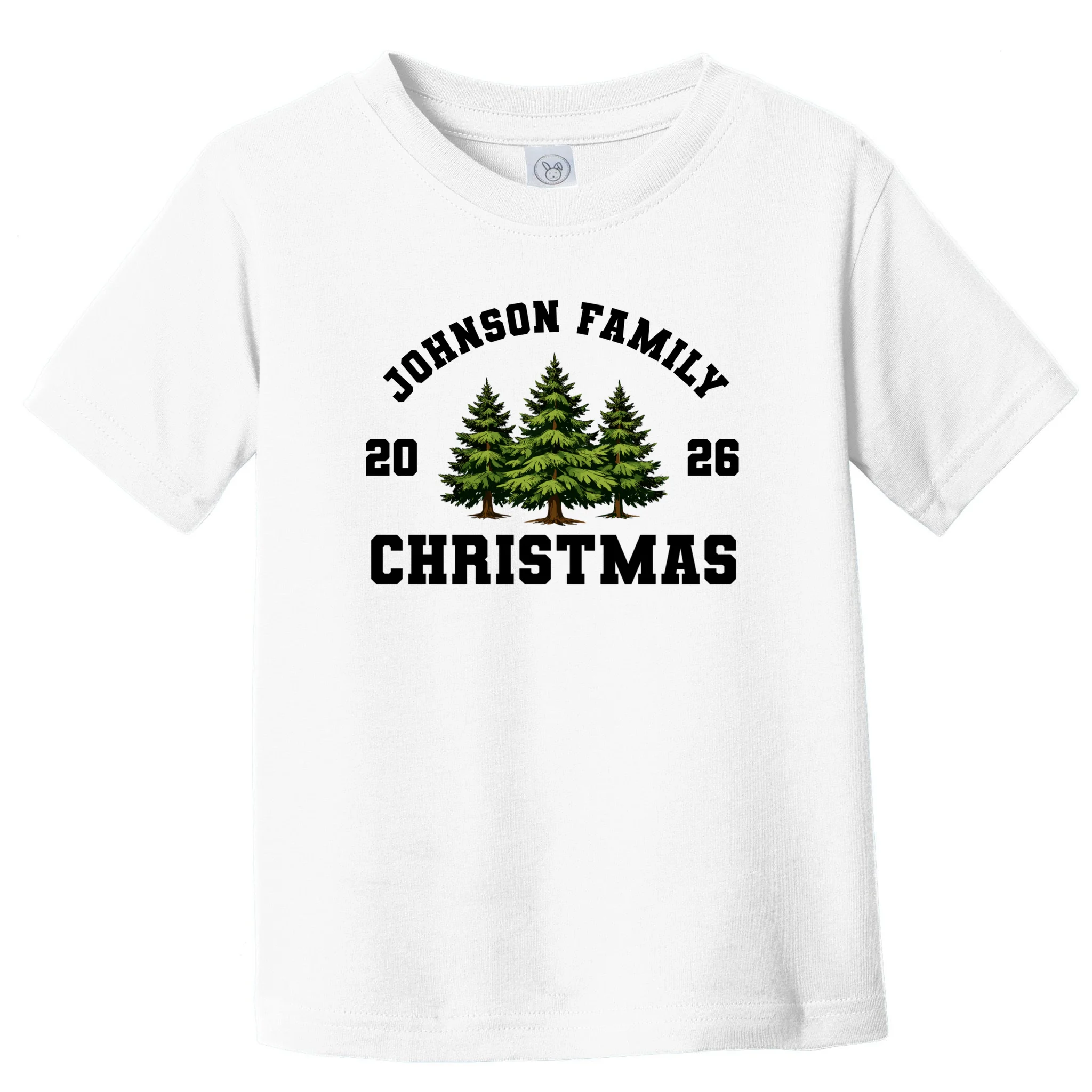 Custom Family Christmas Shirt, Personalized Matching Holiday Tees with Vintage Pine Trees Toddler T-Shirt - Front