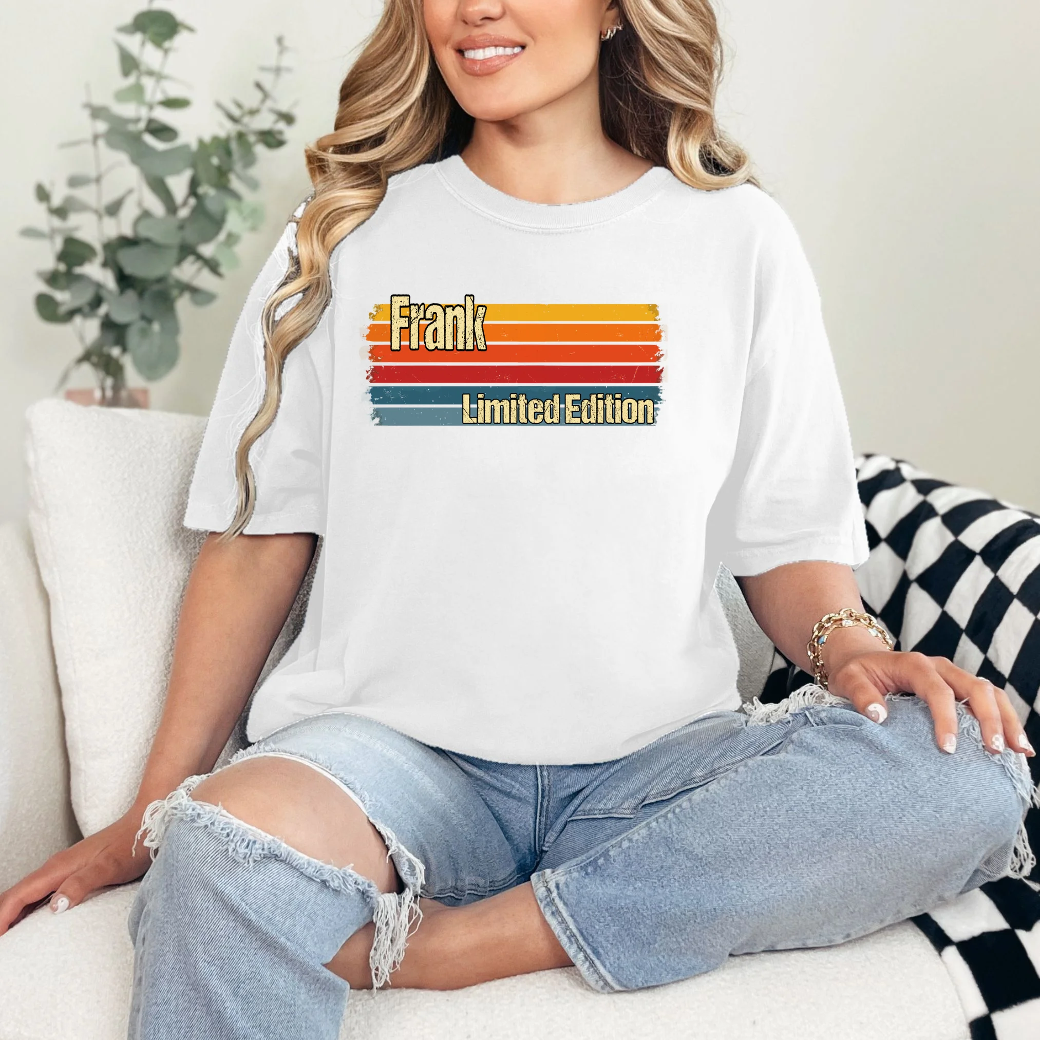 Customizable Limited Edition – Retro Distressed Rainbow Stripe Design Comfort Colors Unisex T-Shirt - Front 1