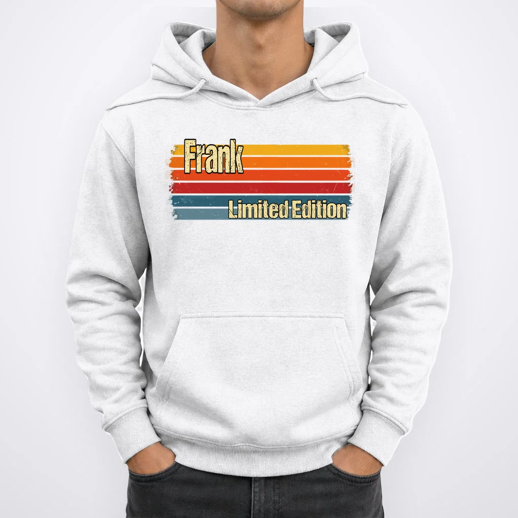 Customizable Limited Edition – Retro Distressed Rainbow Stripe Design Men's Hoodie - Front 1