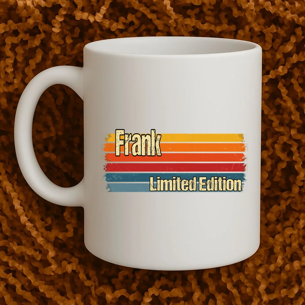 Customizable Limited Edition – Retro Distressed Rainbow Stripe Design Mug - Front 1