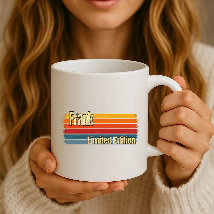 Customizable Limited Edition – Retro Distressed Rainbow Stripe Design Mug - Front 2