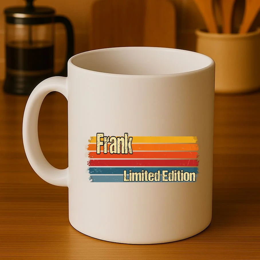 Customizable Limited Edition – Retro Distressed Rainbow Stripe Design Mug - Front 3