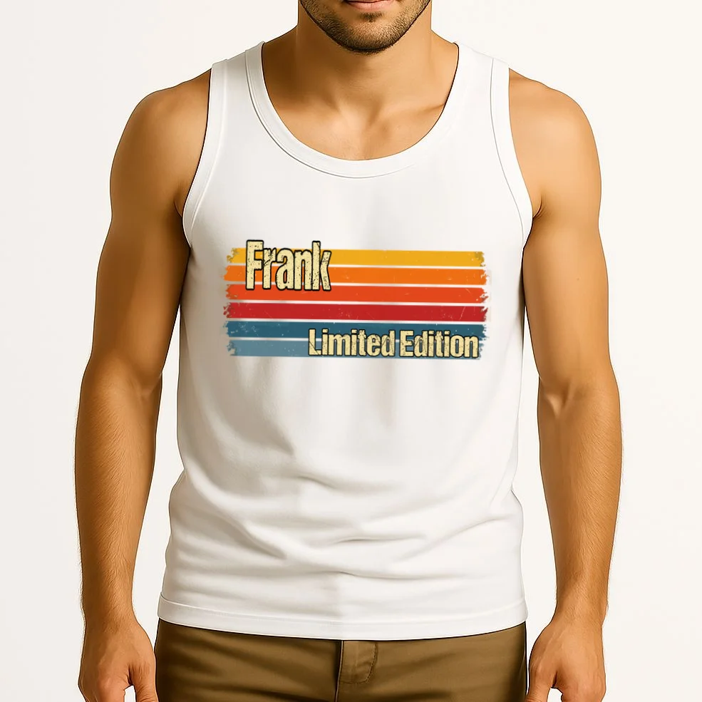Customizable Limited Edition – Retro Distressed Rainbow Stripe Design Men's Tank Top - Front 2