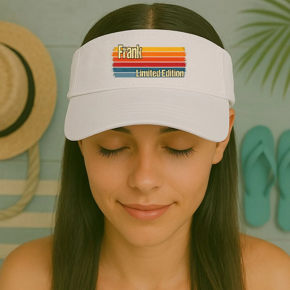 Customizable Limited Edition – Retro Distressed Rainbow Stripe Design Visor - Front 1