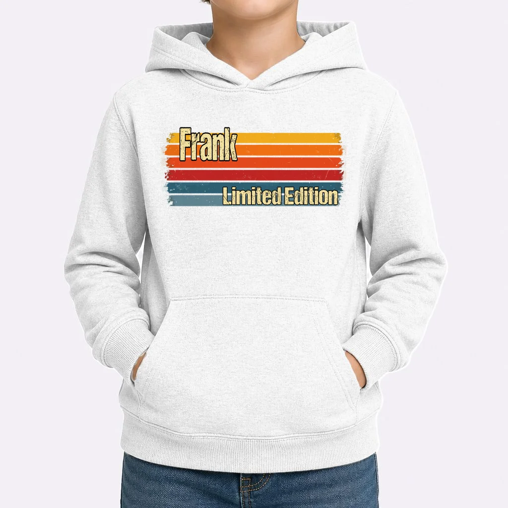 Customizable Limited Edition – Retro Distressed Rainbow Stripe Design Kids Hoodie - Front 1