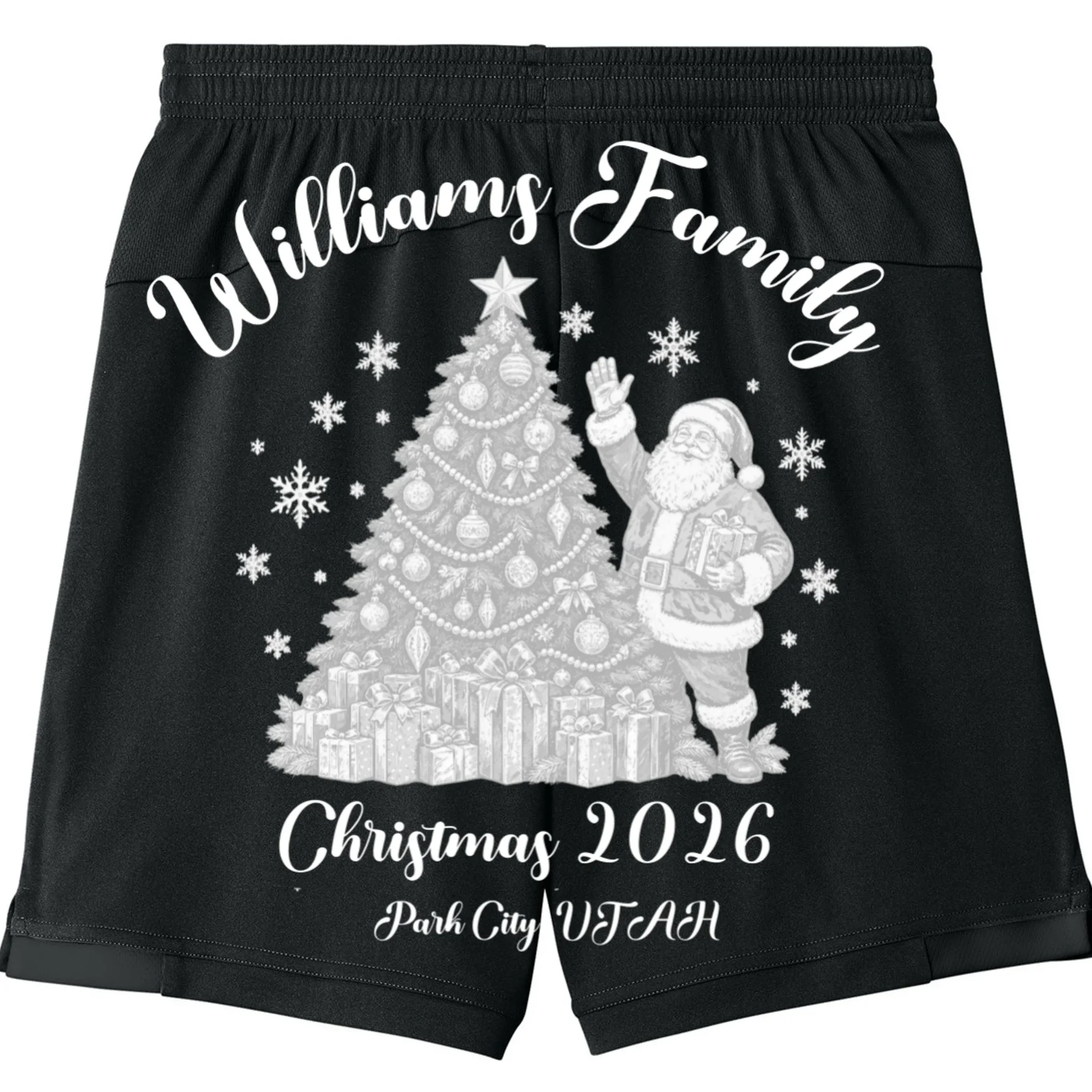 Christmas Family Name Personalized - Custom Holiday Family Gift Kids Shorts - Back - Close-up