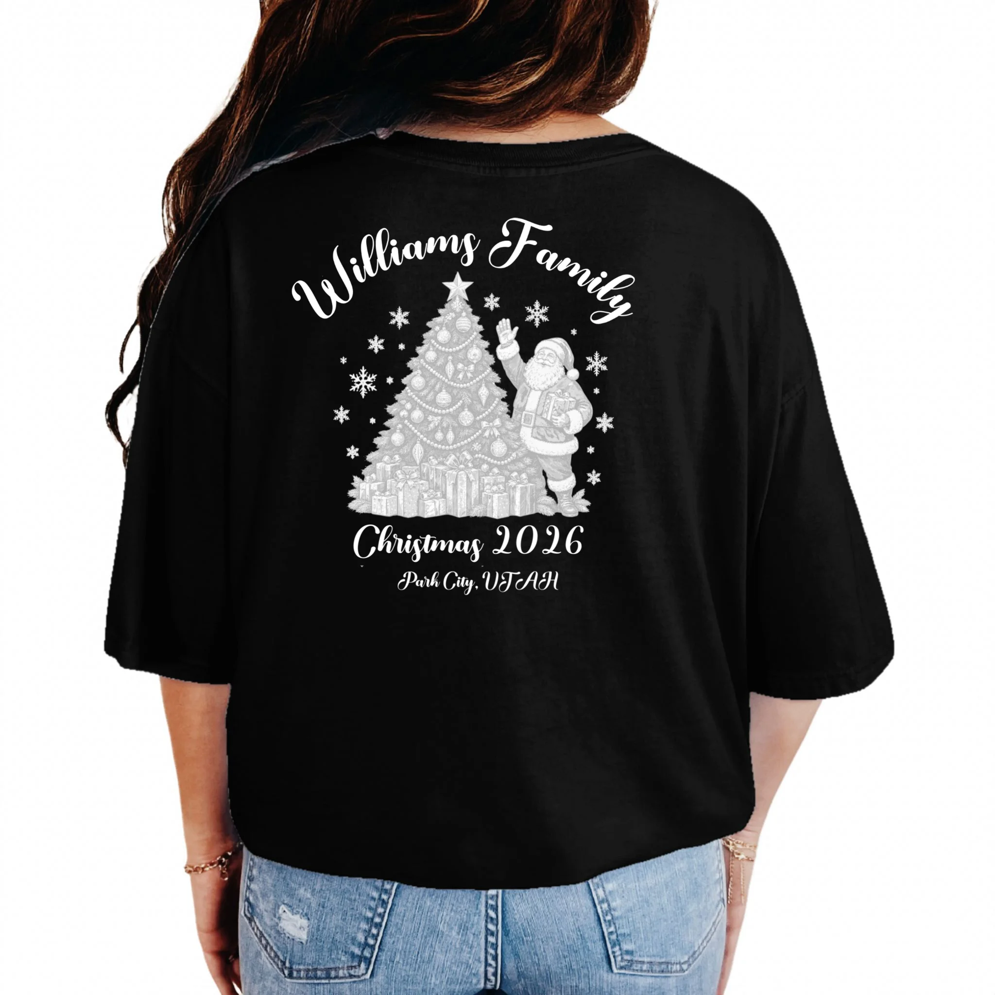 Christmas Family Name Personalized - Custom Holiday Family Gift Comfort Colors Unisex T-Shirt - Back