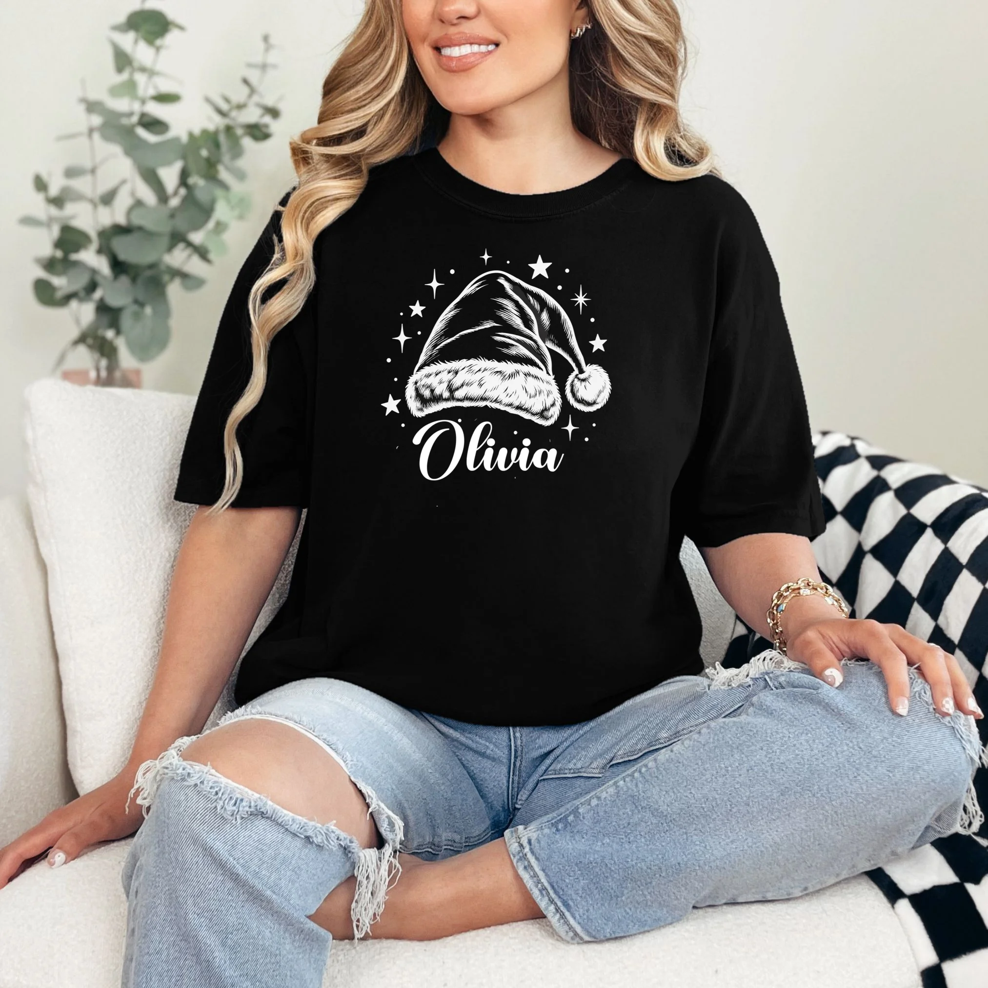 Christmas Family Name Personalized - Custom Holiday Family Gift Comfort Colors Unisex T-Shirt - Front 1