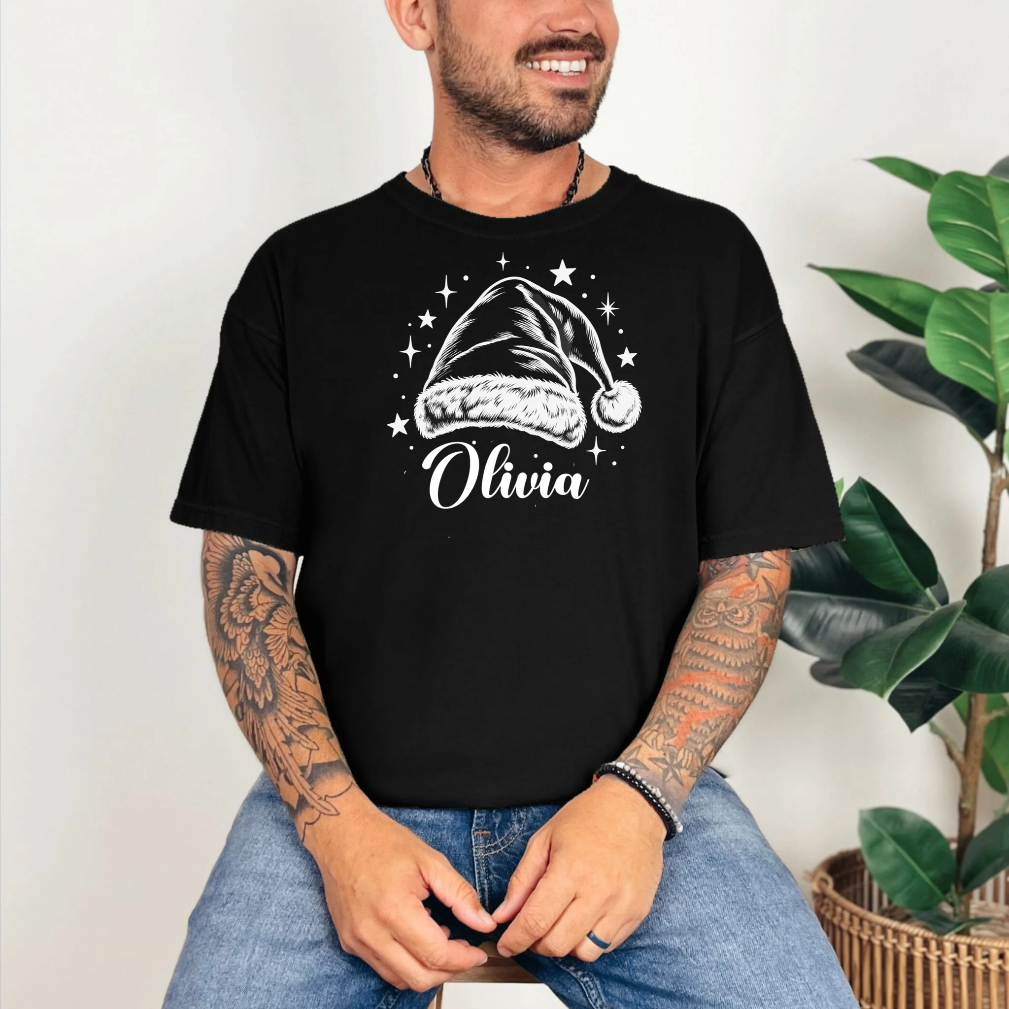 Christmas Family Name Personalized - Custom Holiday Family Gift Comfort Colors Unisex T-Shirt - Front 2