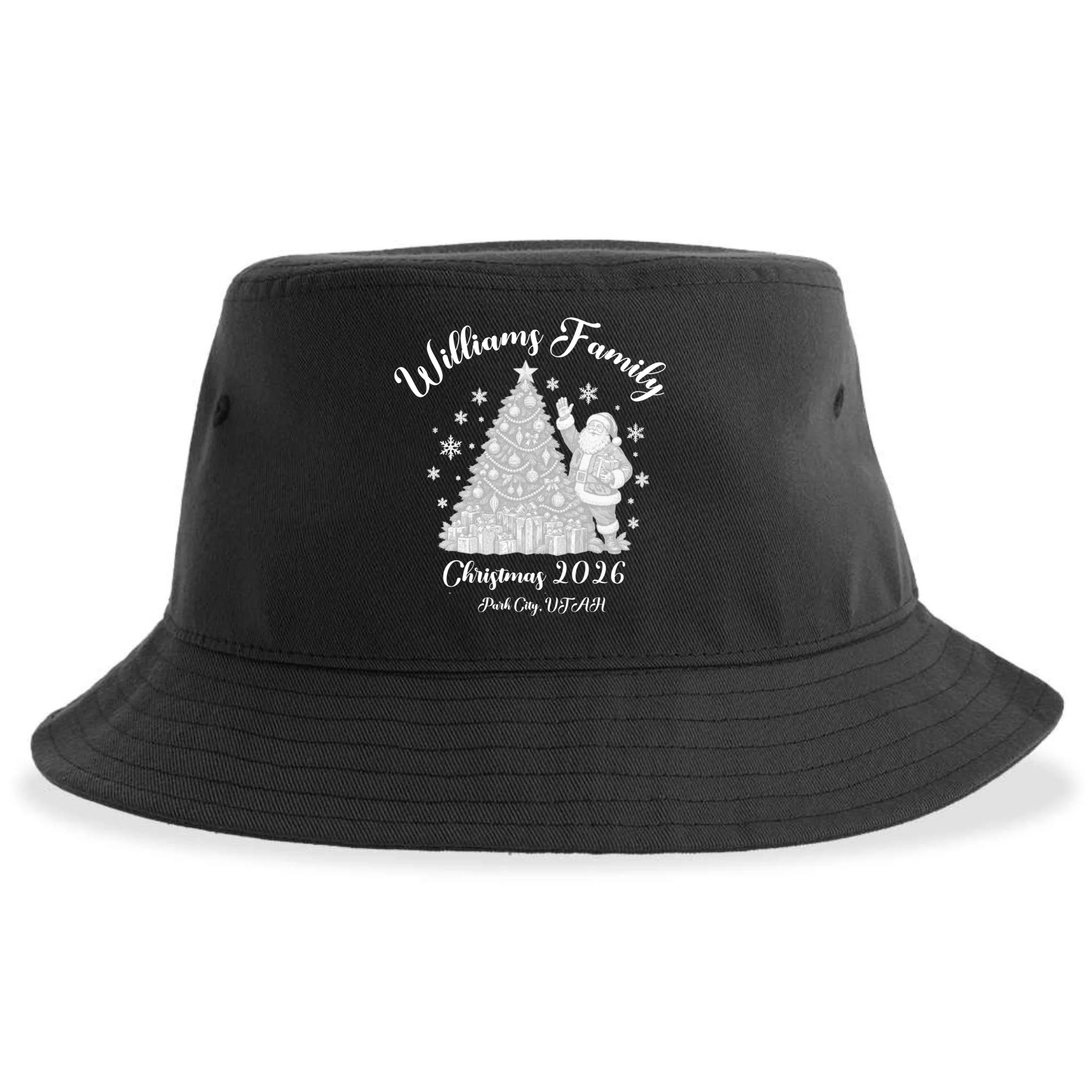 Christmas Family Name Personalized - Custom Holiday Family Gift Bucket Hat - Back - Close-up