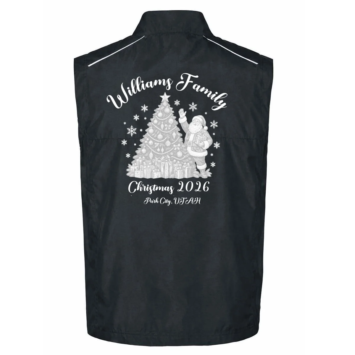 Christmas Family Name Personalized - Custom Holiday Family Gift Men's Vest - Back - Close-up