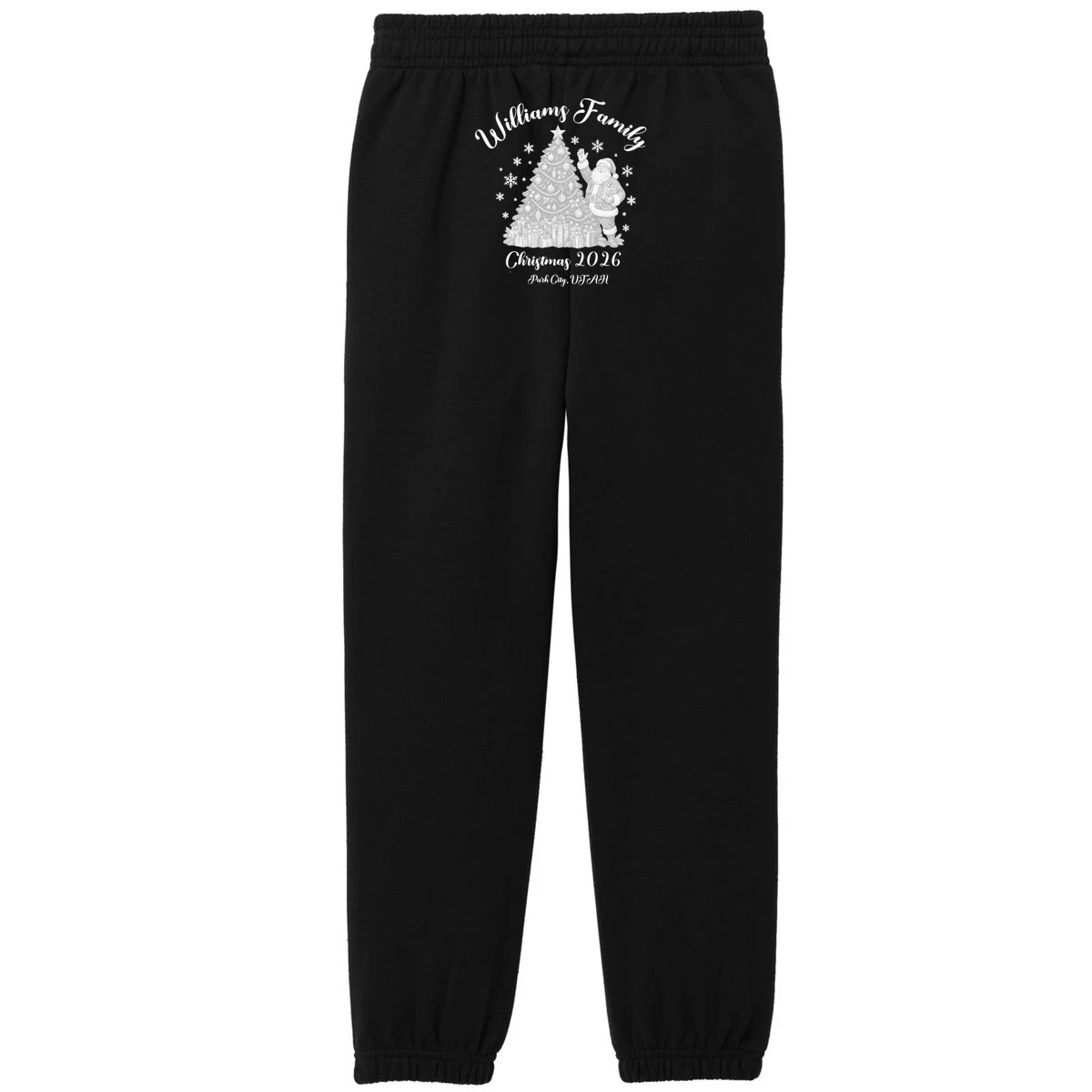Christmas Family Name Personalized - Custom Holiday Family Gift Kids Fleece Sweatpants - Back - Close-up