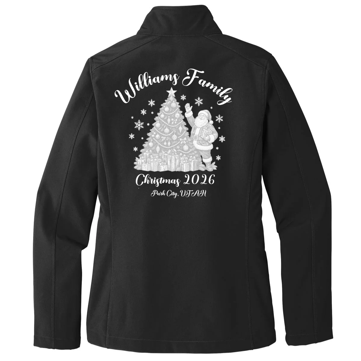 Christmas Family Name Personalized - Custom Holiday Family Gift Women's Soft Jacket - Back - Close-up