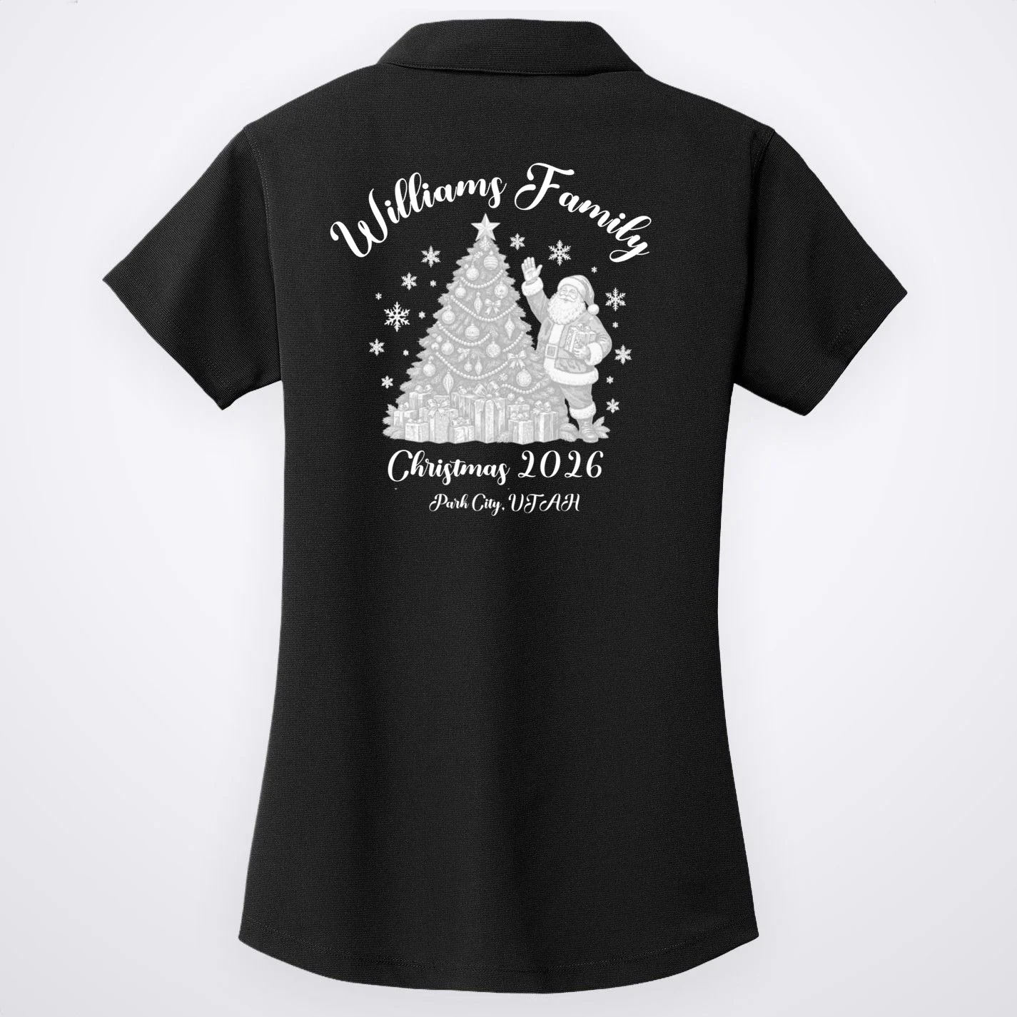 Christmas Family Name Personalized - Custom Holiday Family Gift Women's Polo - Back - Close-up