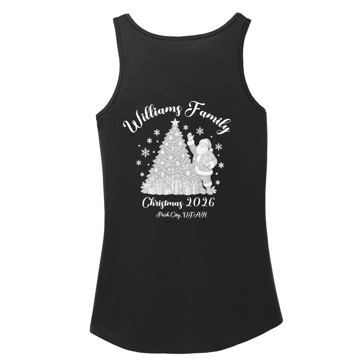 Christmas Family Name Personalized - Custom Holiday Family Gift Women's Tank Top - Back - Close-up