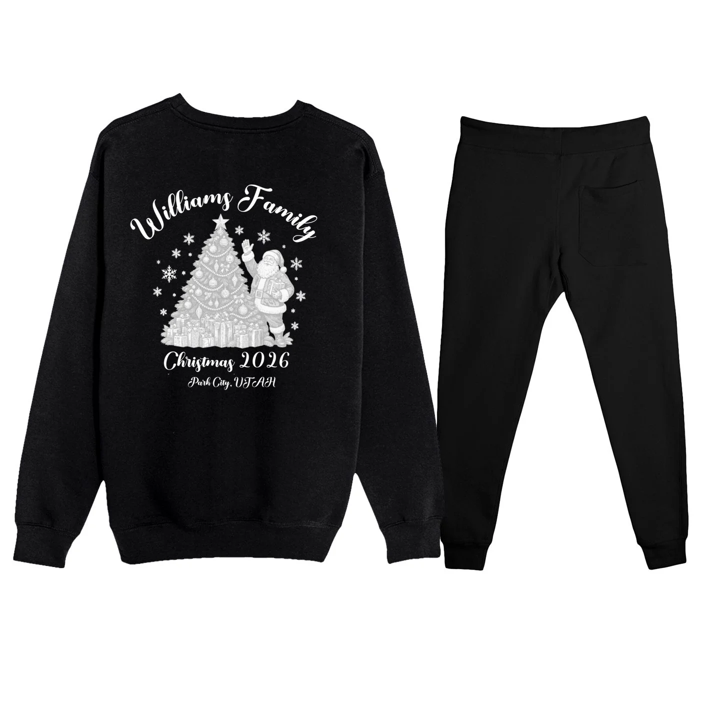 Christmas Family Name Personalized - Custom Holiday Family Gift Men's Sweatsuit - Back - Close-up