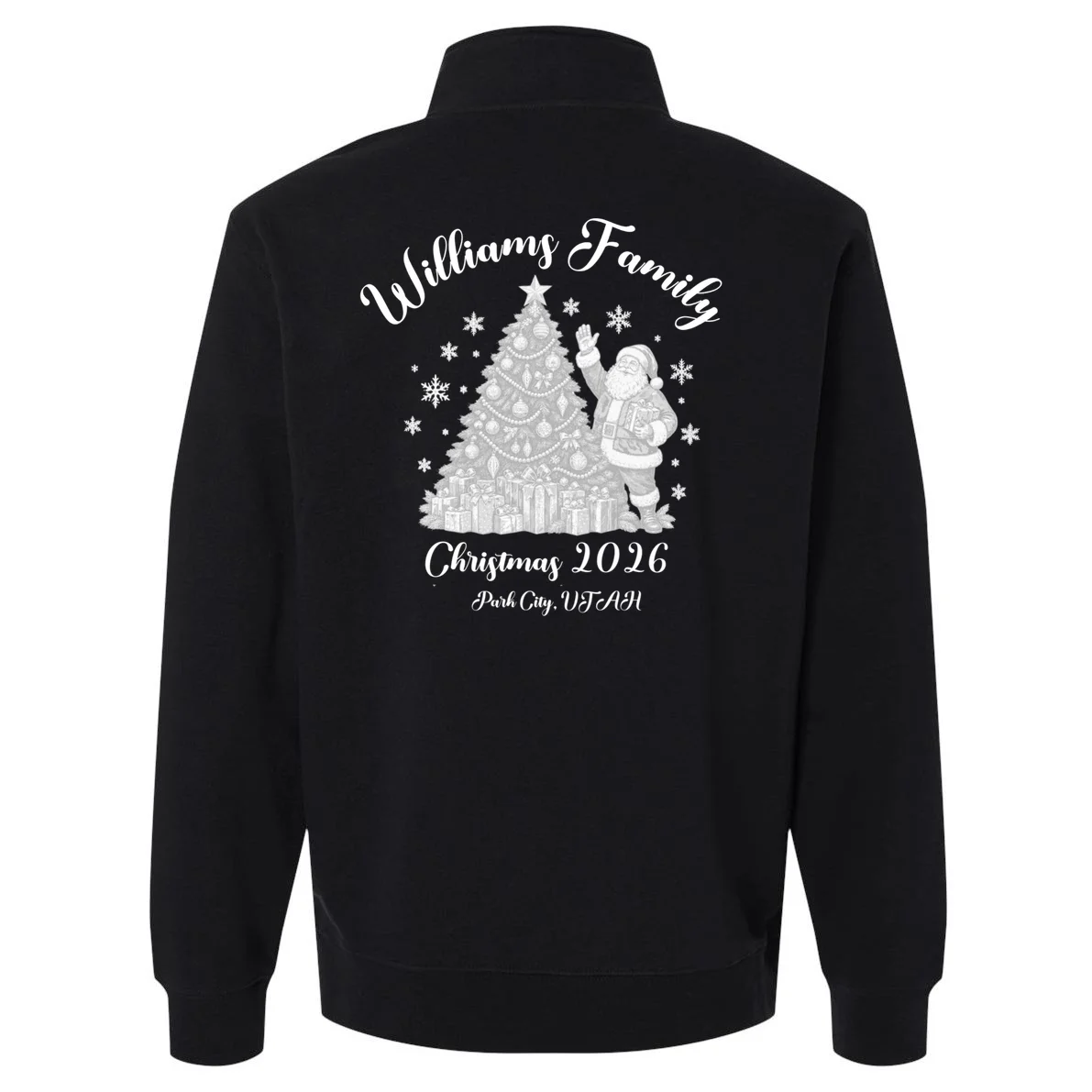 Christmas Family Name Personalized - Custom Holiday Family Gift Men's Pullover Quarter Zip - Back - Close-up