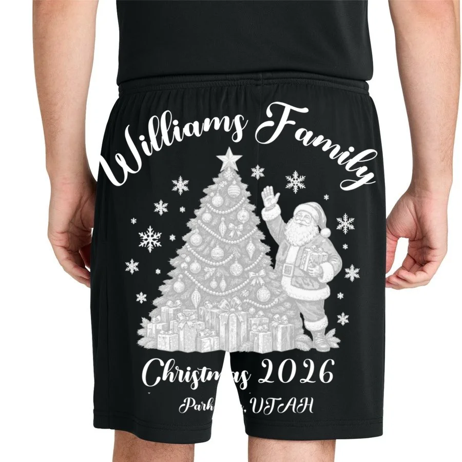 Christmas Family Name Personalized - Custom Holiday Family Gift Men's Shorts - Back 1