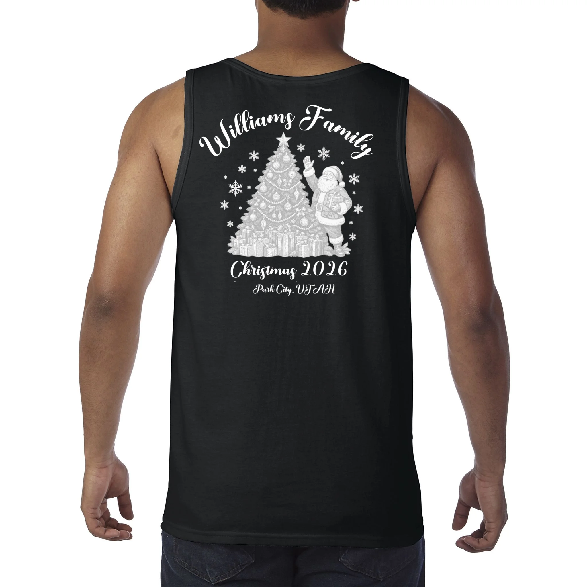 Christmas Family Name Personalized - Custom Holiday Family Gift Men's Tank Top - Back