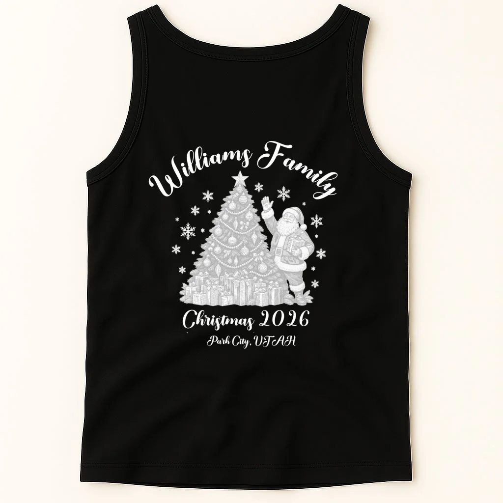 Christmas Family Name Personalized - Custom Holiday Family Gift Men's Tank Top - Back 1