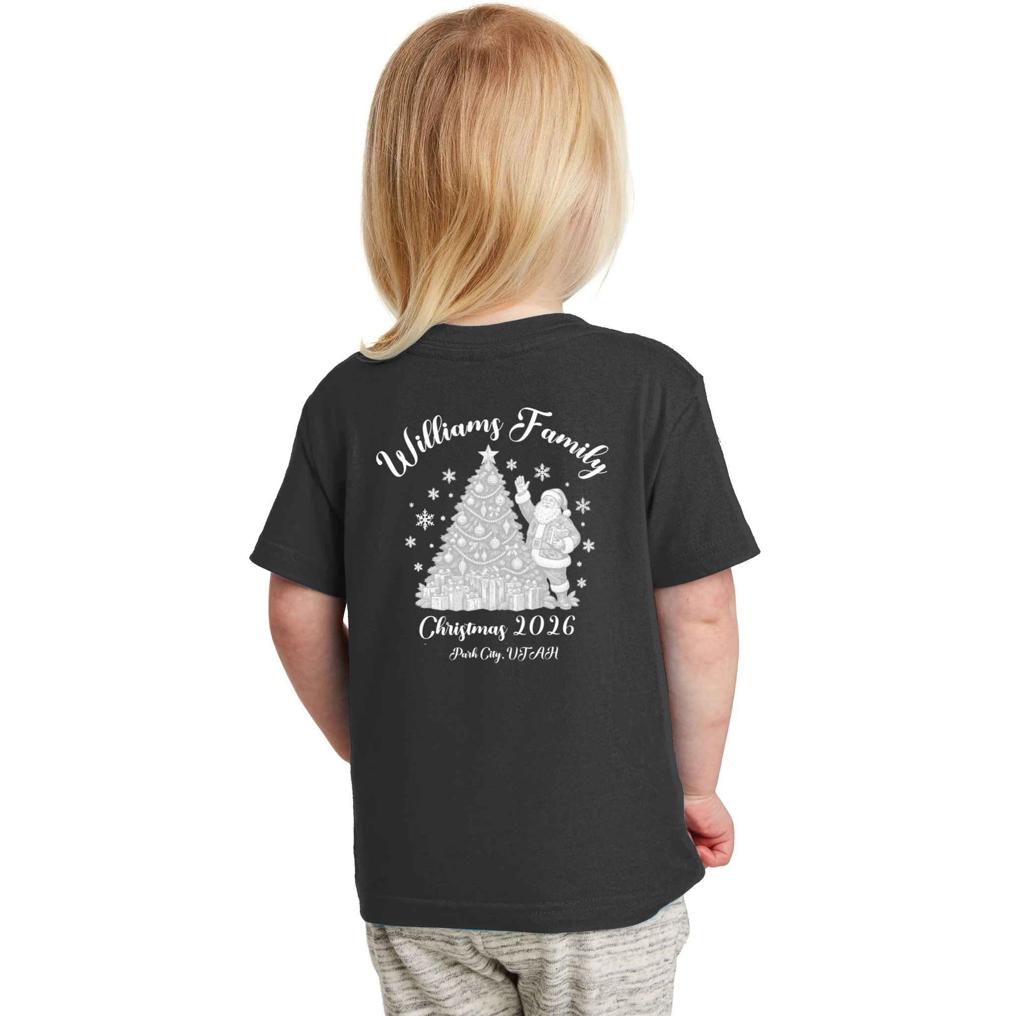 Christmas Family Name Personalized - Custom Holiday Family Gift Toddler T-Shirt - Back