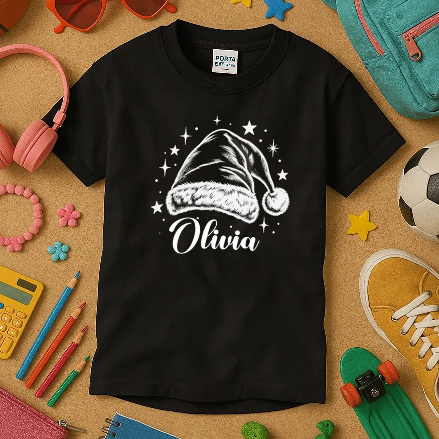 Christmas Family Name Personalized - Custom Holiday Family Gift Kids T-Shirt - Front 2
