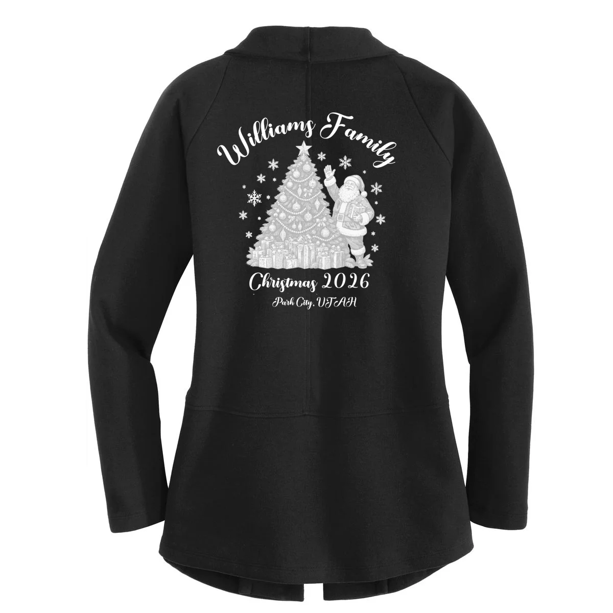 Christmas Family Name Personalized - Custom Holiday Family Gift Women's Cardigan - Back - Close-up