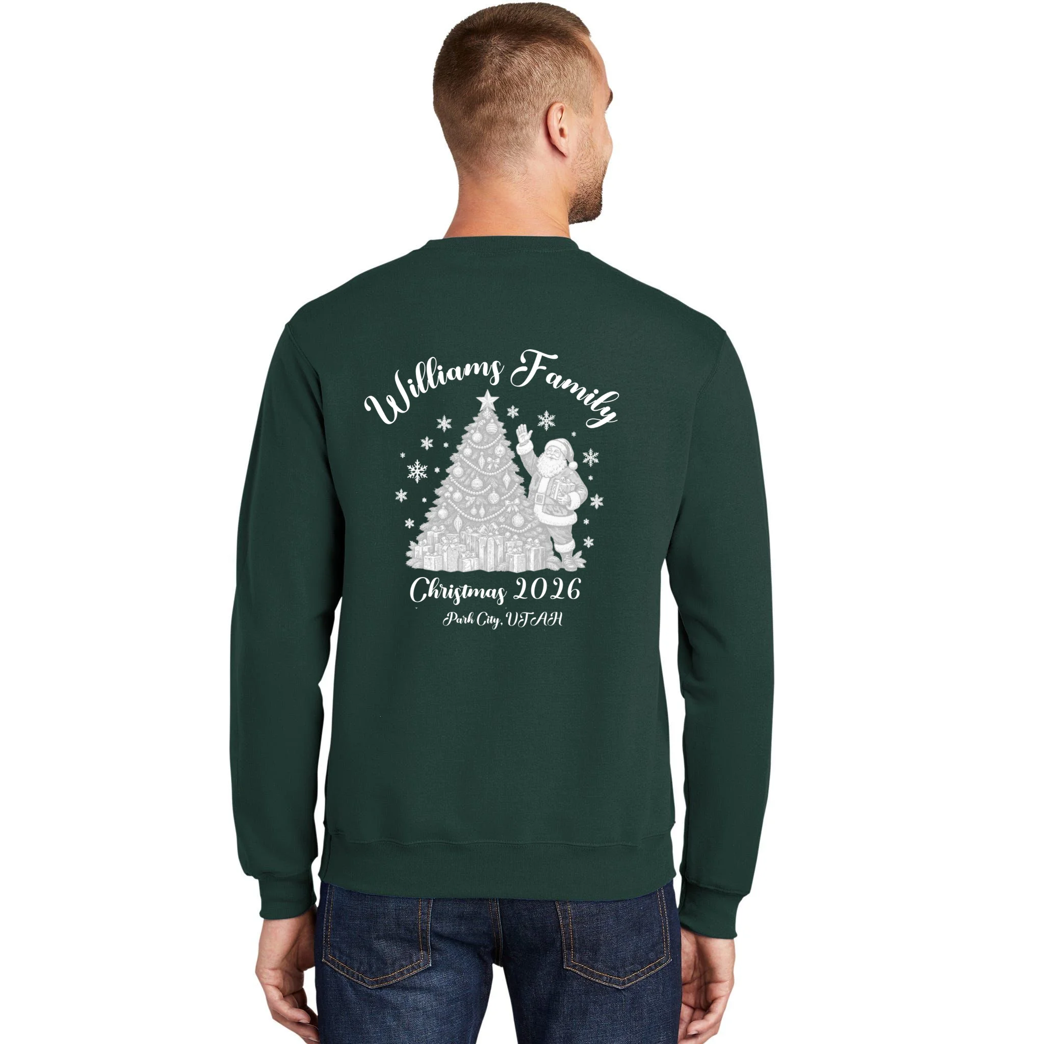 Christmas Family Name Personalized - Custom Holiday Family Gift Men's Sweatshirt - Back