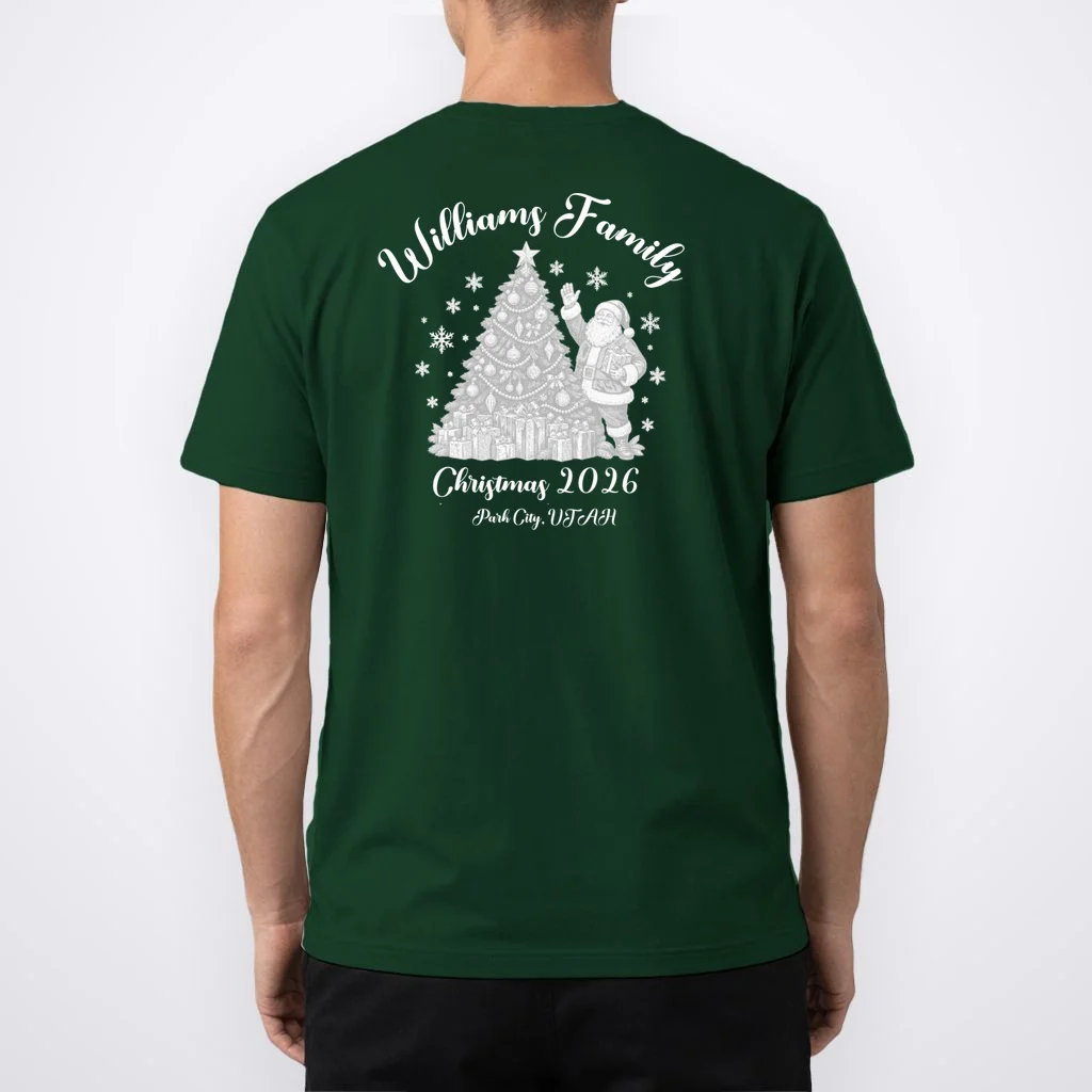 Christmas Family Name Personalized - Custom Holiday Family Gift Men's T-Shirt - Back 1